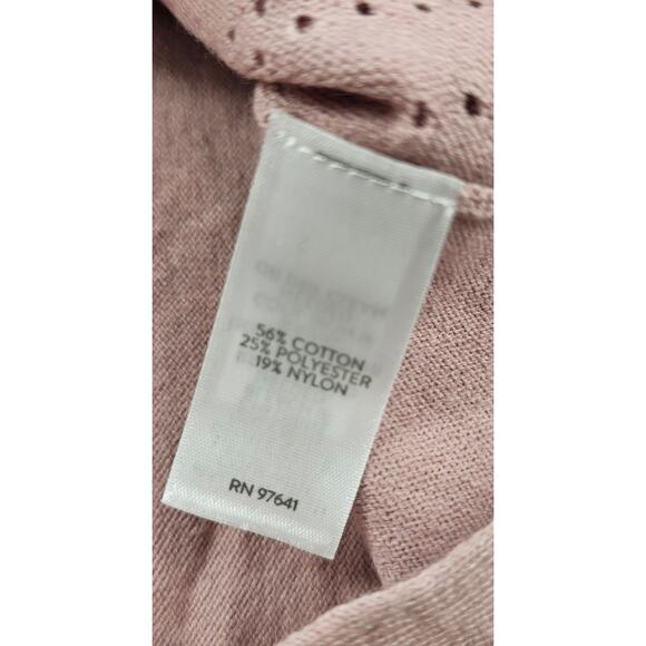 J jill L large pink bolman sleeve short sleeve sweater top v neck stretch casual - Picture 5 of 8